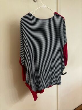 Alembika Dolman Sleeve Contrast Stripe Tee Pink Red Size Small